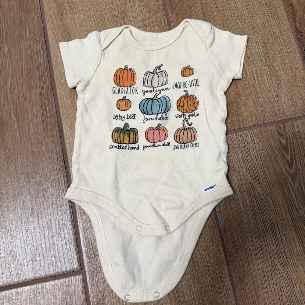 Gerber Cream Baby Onesie with Pumpkin Design